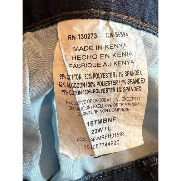 Lee Riders Midrise Bootcut Jeans Womens 22W Dark Wash Stretch Denim Cotton Blend - Picture 12 of 16